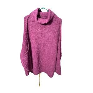Free People She's All That Knit Turtleneck Purple Alpaca Sweater Sz XS Oversized